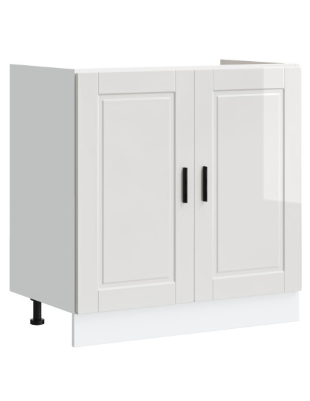 Mobile sottolavello  ""Porto"" con Lavabo Alta Lucentezza Bianco 80x46x84,5 cm Legno ingegnerizzato