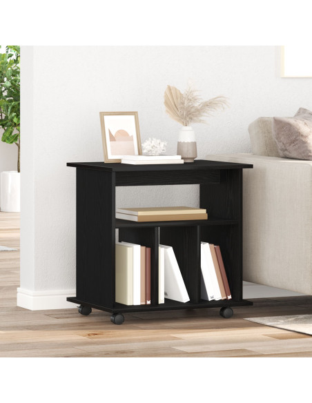 Mobile con Ruote Rovere Nero 60 x 45 x 55 cm Legno multistrato