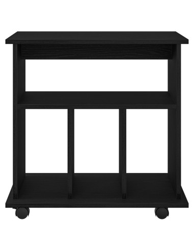 Mobile con Ruote Rovere Nero 60 x 45 x 55 cm Legno multistrato