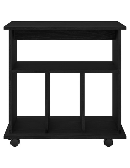 Mobile con Ruote Rovere Nero 60 x 45 x 55 cm Legno multistrato