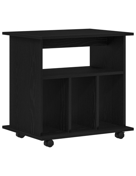 Mobile con Ruote Rovere Nero 60 x 45 x 55 cm Legno multistrato