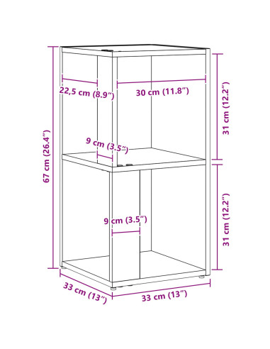 Mensole angolari Rovere Nero 33 x 33 x 67 cm Legno multistrato