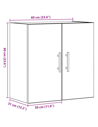 Mobile a muro Rovere Nero 60 x 31 x 70 cm Legno multistrato
