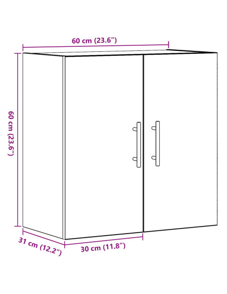 Armadio a muro  Nero Rovere 60x31x70 cm Legno ingegnerizzato