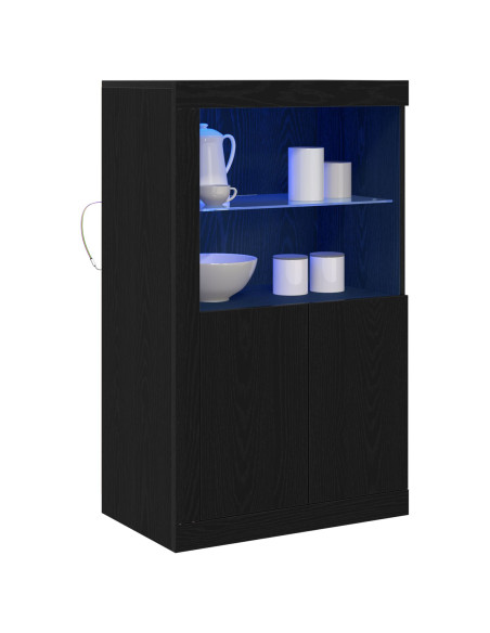 Mobile con luci LED Rovere Nero 60,5x37x100 cm