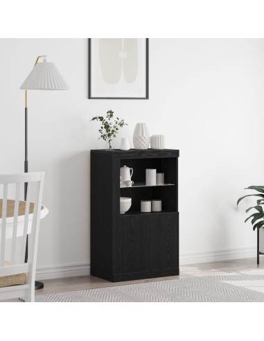 Madia LED Rovere Nero 60,5 x 37 x 100 cm Legno multistrato