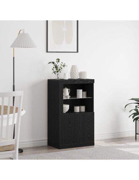 Madia LED Rovere Nero 60,5 x 37 x 100 cm Legno multistrato