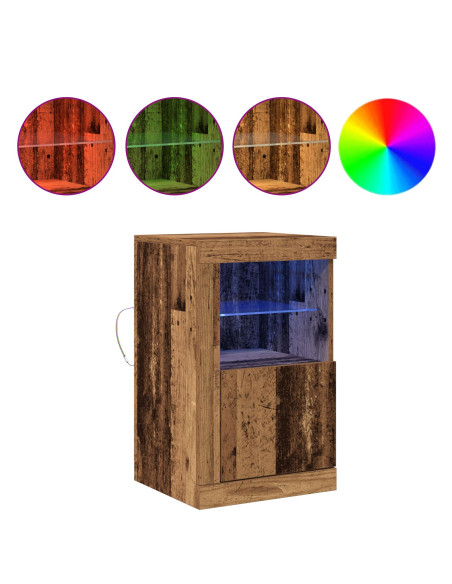 Sideboard  con luci LED in legno vecchio 41x37x67 cm