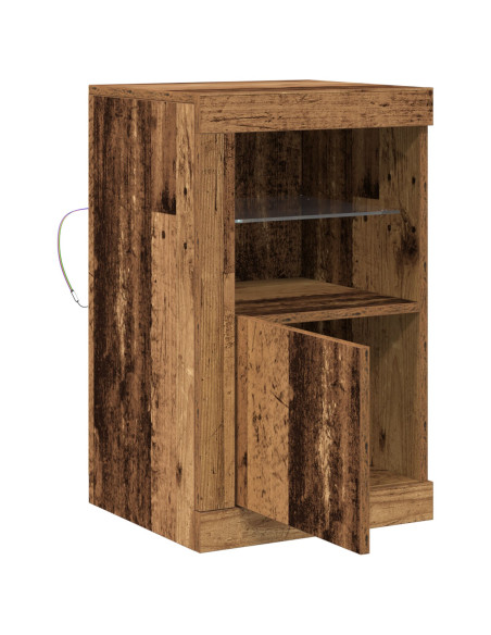Sideboard  con luci LED in legno vecchio 41x37x67 cm