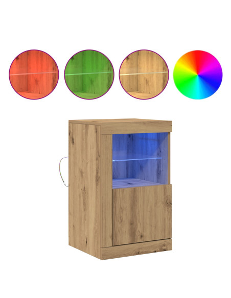 Sideboard  con luci LED in rovere artigianale 41x37x67 cm