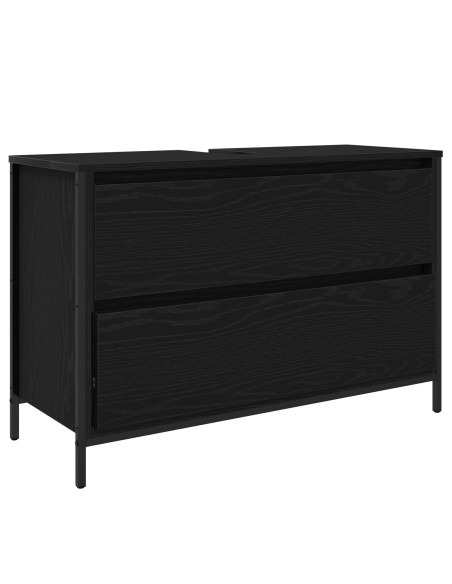 Set di Mobili da Bagno 3 Pezzi in Rovere Nero in Legno Ingegnerizzato