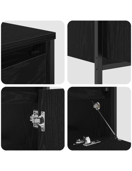 Set di Mobili da Bagno 3 Pezzi in Rovere Nero in Legno Ingegnerizzato