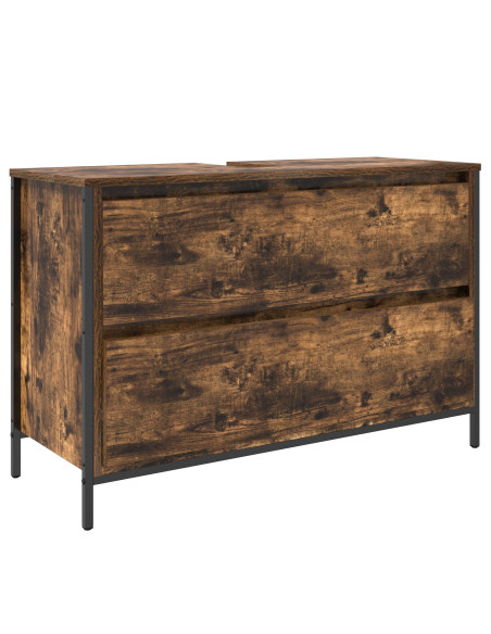 Set di mobili per bagno 3 pezzi in rovere fumé in legno ingegnerizzato