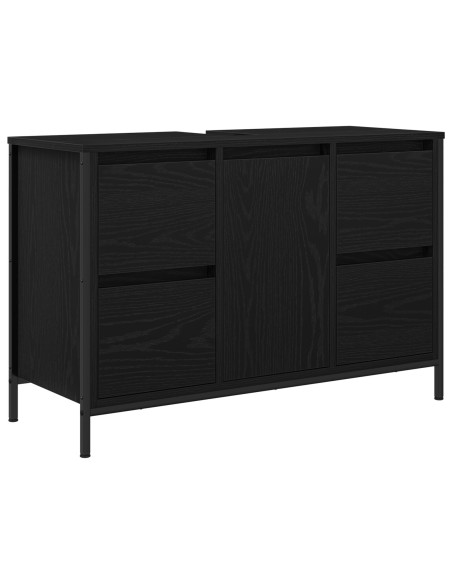 Set di mobili per il bagno con cassetto 2 pcs Rovere nero