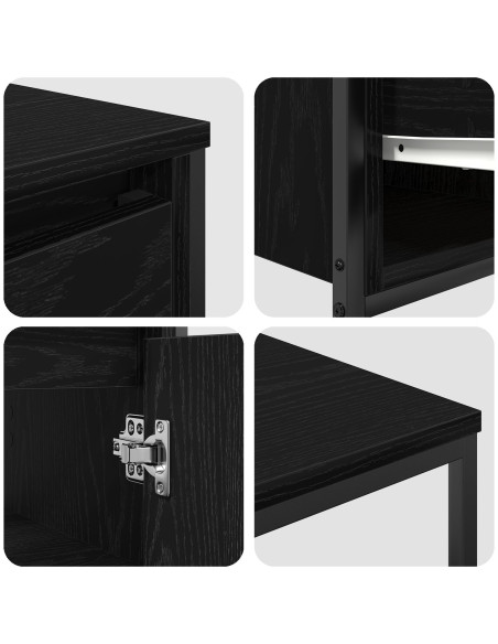 Set di mobili per bagno a 2 pezzi in legno ingegnerizzato nero