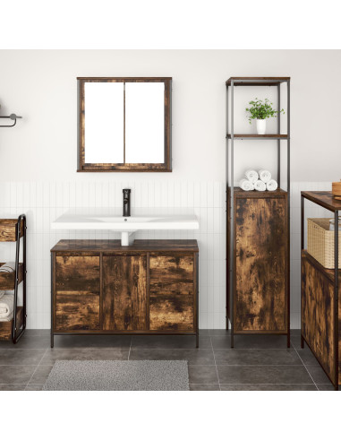 Set di mobili per il bagno 2 pcs Rovere Affumicato e Nero