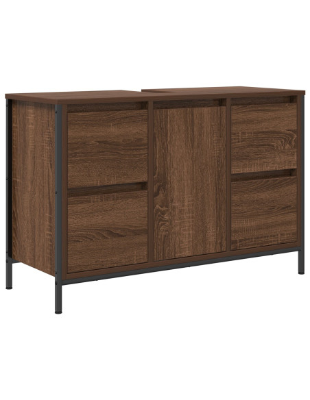 Set di Mobili per Bagno 2 Pezzi in Legno Ingegnerizzato Color Noce