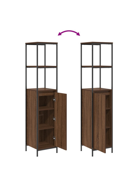 Set di Mobili per Bagno 2 Pezzi in Legno Ingegnerizzato Color Noce
