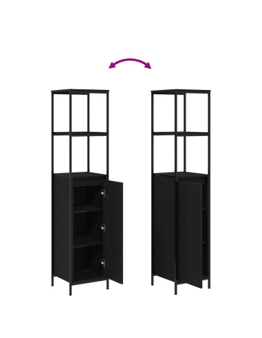 Set di mobili per il bagno 3 pcs Rovere Nero Legno multistrato