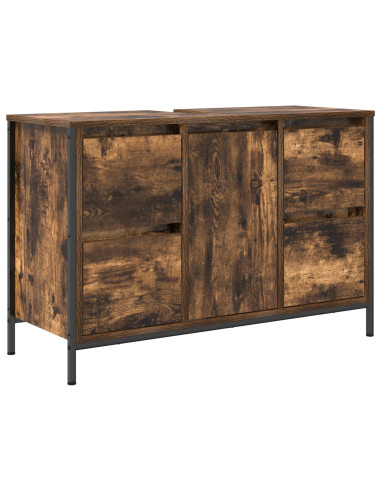 Set di mobili per il bagno 3 pcs Rovere Affumicato e Nero