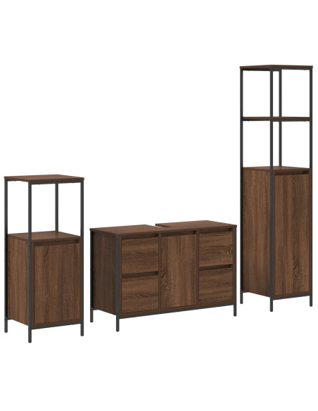 Set di mobili da bagno 3 pezzi  in legno ingegnerizzato rovere