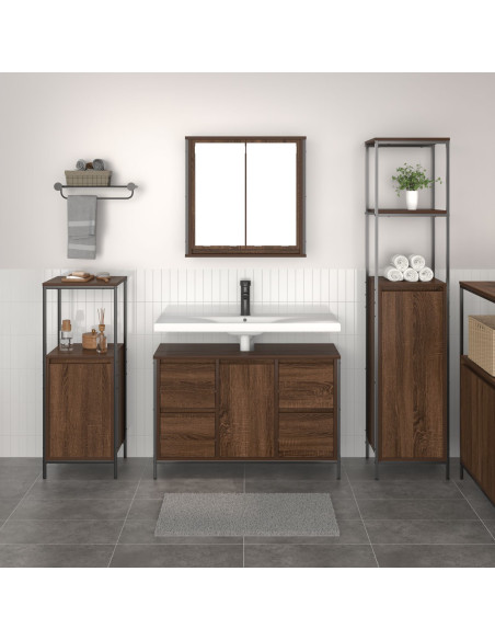 Set di mobili da bagno 3 pezzi  in legno ingegnerizzato rovere