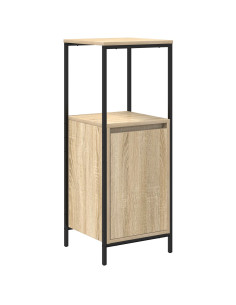 Set di mobili per il bagno con porta 5 pcs Rovere Sonoma e Nero