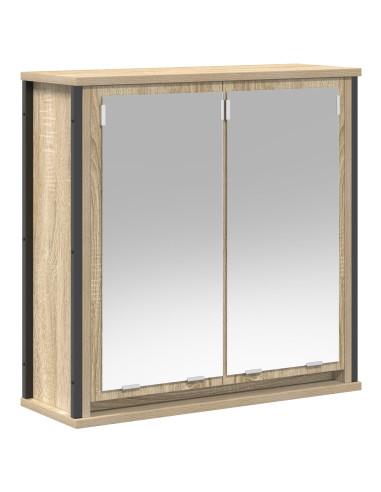 Set di mobili per il bagno con porta 5 pcs Rovere Sonoma e Nero