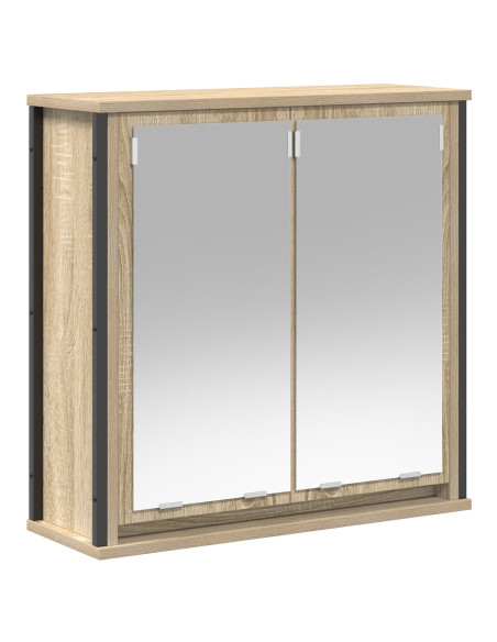 Set di mobili per il bagno con porta 5 pcs Rovere Sonoma e Nero