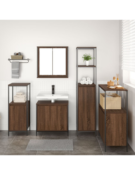 Set di mobili da bagno 5 pezzi in legno ingegnerizzato rovere