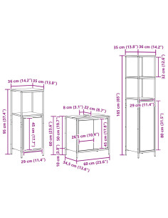 Set di mobili per il bagno 3 pcs Rovere Nero Legno multistrato