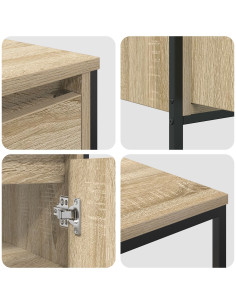 Set di mobili per il bagno con porta 3 pcs Rovere Sonoma e Nero 2