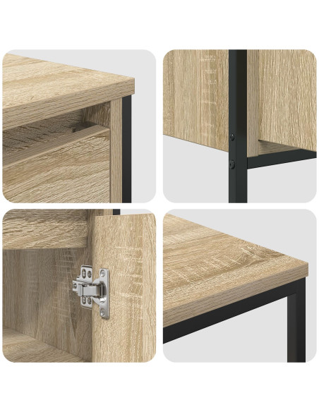 Set di mobili per il bagno con porta 3 pcs Rovere Sonoma e Nero