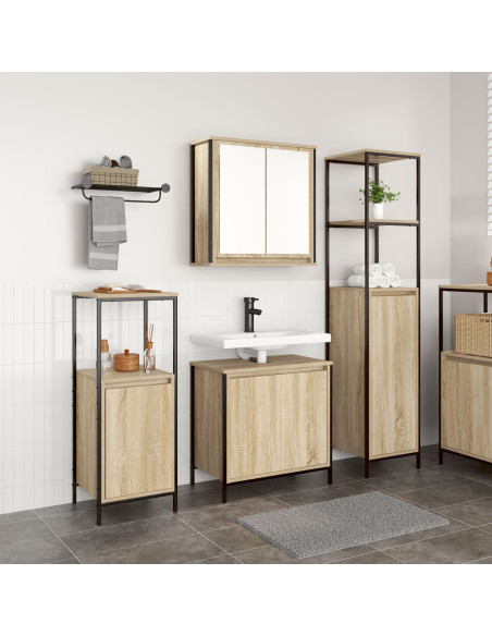Set di mobili da bagno 3 pezzi in legno ingegnerizzato rovere Sonoma