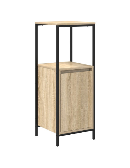 Set di mobili per il bagno con porta 3 pcs Rovere Sonoma e Nero