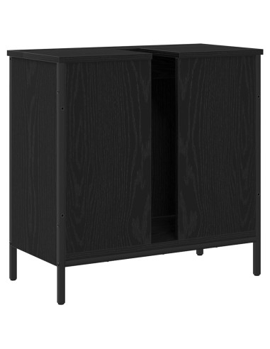 Armadio per Lavabo da Bagno Rovere Nero 60 x 30 x 60 cm