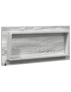 Specchio con luci a strisce a LED Grigio sonoma alto 80 x 37 cm