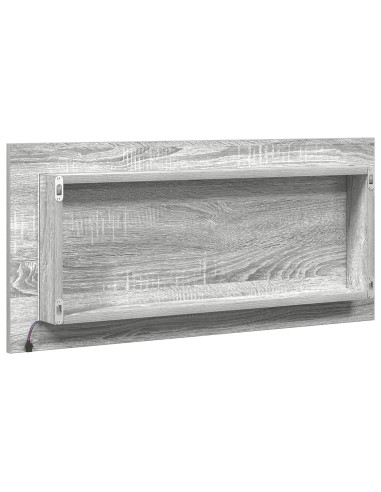 Specchio con luci a strisce a LED Grigio sonoma alto 80 x 37 cm