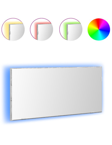 Specchio con luci a strisce a LED Grigio sonoma alto 80 x 37 cm