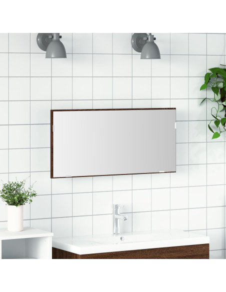 Cabinet del Bagno  con Specchio e Luce LED Rovere Marrone 80x37 cm