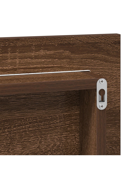 Cabinet del Bagno  con Specchio e Luce LED Rovere Marrone 80x37 cm