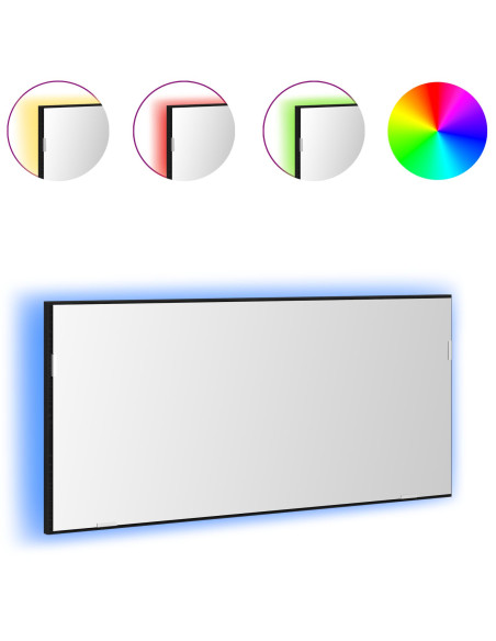 Mobile da Bagno con Specchio e Luce LED Rovere Nero 80x37 cm