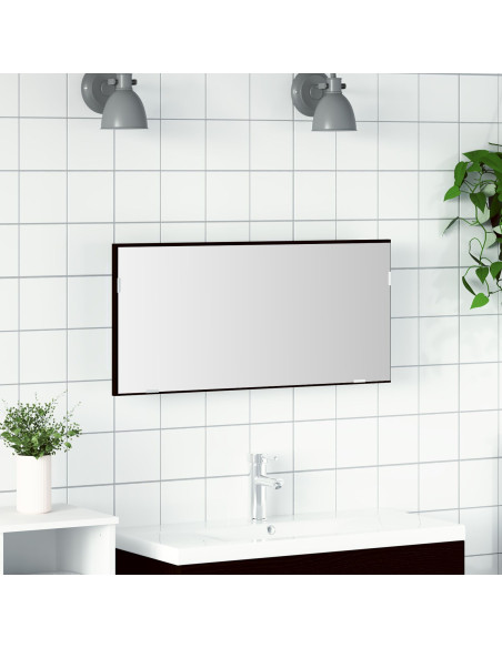 Mobile da Bagno con Specchio e Luce LED Rovere Nero 80x37 cm