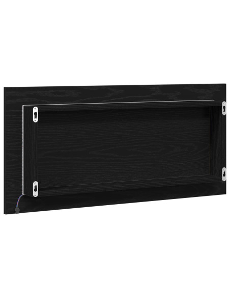 Mobile da Bagno con Specchio e Luce LED Rovere Nero 80x37 cm