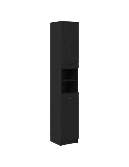 Mobile da Bagno con lo scaffale Rovere nero 32 x 34 x 188,5 cm