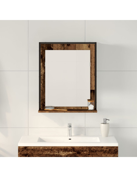 Specchio da Bagno  in Legno Vecchio 50x12x60 cm in Legno Ingegnerizzato