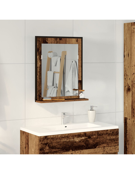 Specchio da Bagno  in Legno Vecchio 50x12x60 cm in Legno Ingegnerizzato