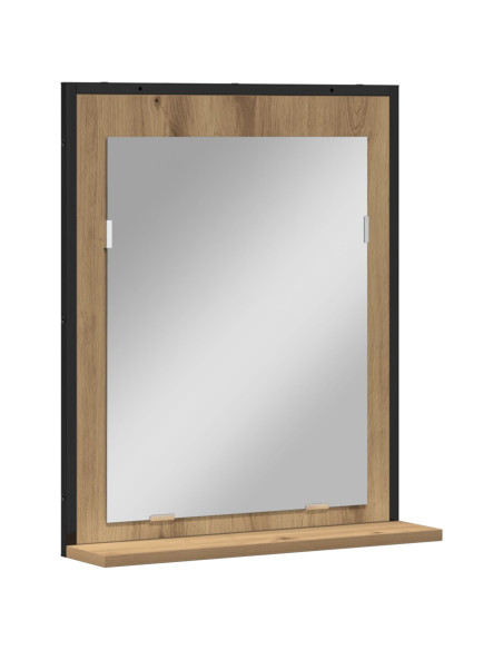 Specchio da Bagno  in Rovere Artigianale 50x12x60 cm in Legno Ingegnerizzato
