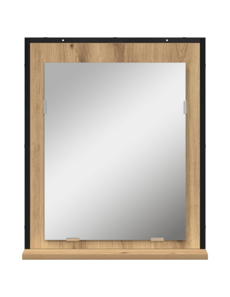 Specchio da Bagno  in Rovere Artigianale 50x12x60 cm in Legno Ingegnerizzato