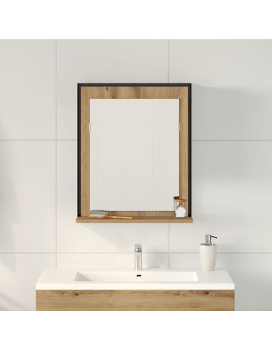 Specchio con lo scaffale rovere artigianale 50 x 12 x 60 cm
